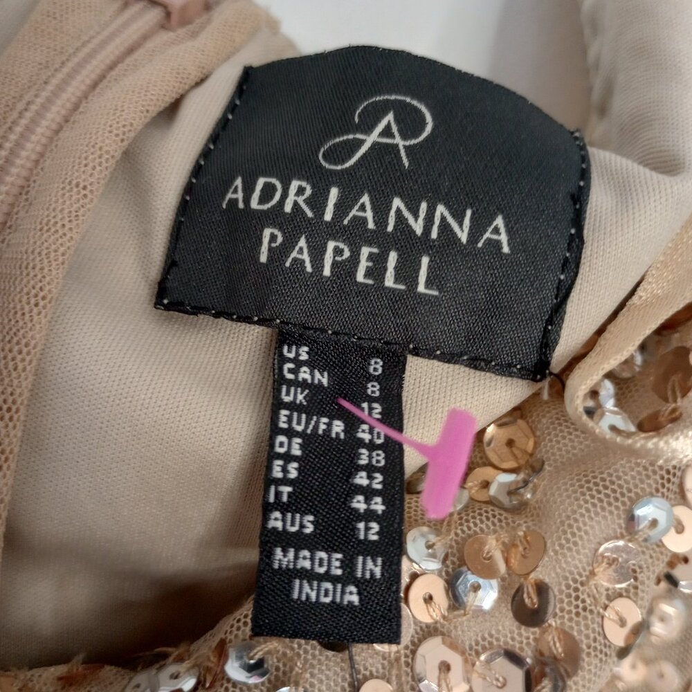 Adrianna Papell Gold Sequined Off-Shoulder Dress - Picture 6 of 13